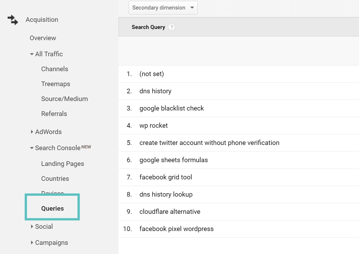 Search queries in analytics Zoekopdrachten in Google Analytics